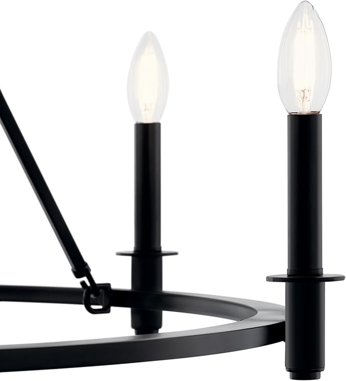 KICHLER Carrick 6-Light Chandelier, Updated Traditional Light in Black, Sloped Ceiling Compatible, for Dining Room, Office or Bedroom (23.7" x 32.25"), 52705BK
