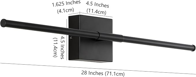 JONATHAN Y Makena 28" 1-Light LED Wall Sconce, Black, Set of 2 | Dimmable, Modern, Integrated 12W, Hardwired, Sleek Metal, Ambient, Bathroom Mirror, Bedroom, Hallway, Vanity Mount