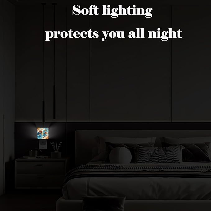Starfish and Seashell On Beach Night Light,Plug-in Night Lights with Dusk-to-Dawn Sensor for Stairway,Hallway,Bedroom Sleep Friendly Ideal for Women/Girls/Boys Gift,0.5w