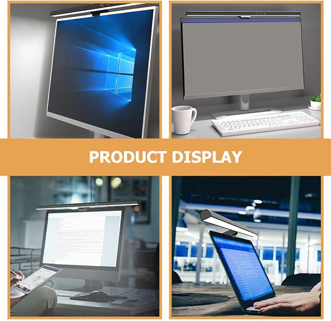 LED Computer Monitor Lamp Bar with Eye Protection and Asymmetric Design, Adjustable 3000k-6500k Color Temperature Screen Light for Multi-Scene Use, USB Powered 5w Black Monitor