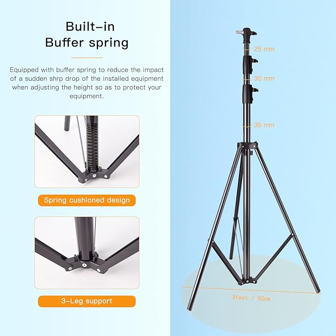 Godox Aluminum Photography Light Tripod Stand for Studio Photographic Lighting, Softboxes, Umbrellas, Backgrounds - 240CM, 94 Inches