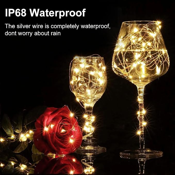 4 Pack Timer Fairy Lights Battery Operated Twinkle Lights with 5 Modes | 16.4Ft 50 LED Silver Copper Wire Battery Wreath Lights for Home Christmas Wedding Indoor Outdoor Decor, Warm White