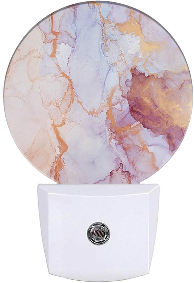 EKOBLA Marble Pattern Night Light, Plug-in Pink Wall Lamp, LED Home Decor Round Light for Girls Boys Grandma Grandpa