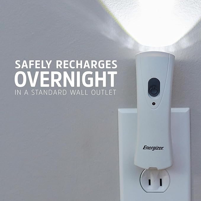 Energizer Auto-On LED Flashlights Rechargeable for Home Power Failure, Plug in LED Flashlight for Power Outage, Night Light, Hurricane Preparedness (Pack of 72)
