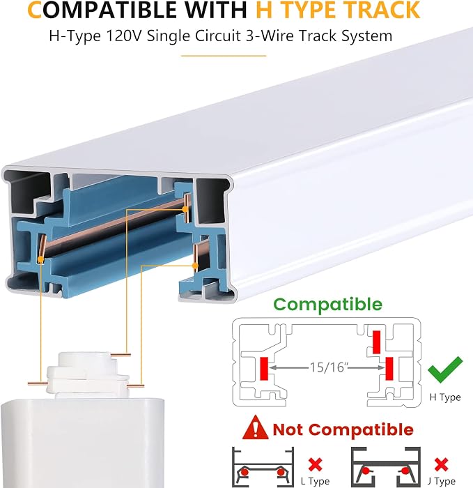 VANoopee 10W Dimmable LED Track Lighting Heads H Type, White, Pack of 8 | Track Light Replacement Fixtures, Bright 3000K Warm White, Ceiling Spotlight for Accent Task Art, Flicker Free CRI90+ 800lm