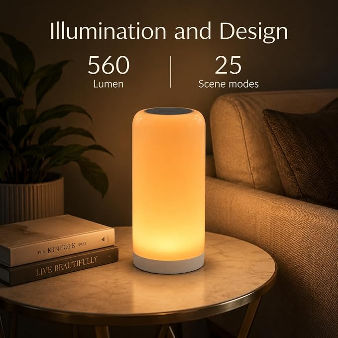 DAYBETTER RGB Smart Bedside Lamps, Touch Lamps for Nightstand, LED Lamp Compatible with Alexa and Google Assistant, Color Changing Lamp for Bedroom Living Room,25 Scene Mode (Only for 2.4GHz WiFi)
