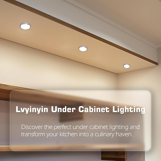 Single Under Cabinet LED Puck Light, Curio Display Case Shelf Counter Accent Lighting, 120V Electric Wired Wall Plug in, On Off Switch, Black Cords, 2 Packs, Daylight