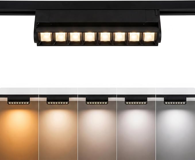 5 Color Linear H Track Lighting Heads Dimmable, Black 20W 1 Pack | LED Track Lighting Fixtures Ceiling Grille Light, H Type Track Heads Compatible with H Track Lighting Rails