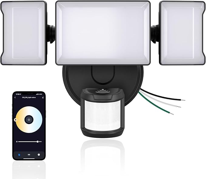 Olafus 65W Smart LED Flood Light Outdoor with Motion Sensor, 6500LM, 2700K-6500K WiFi Security Light Works with Alexa/Google, Motion Detector Lights with App Control, IP65 Floodlight Outside (Black)