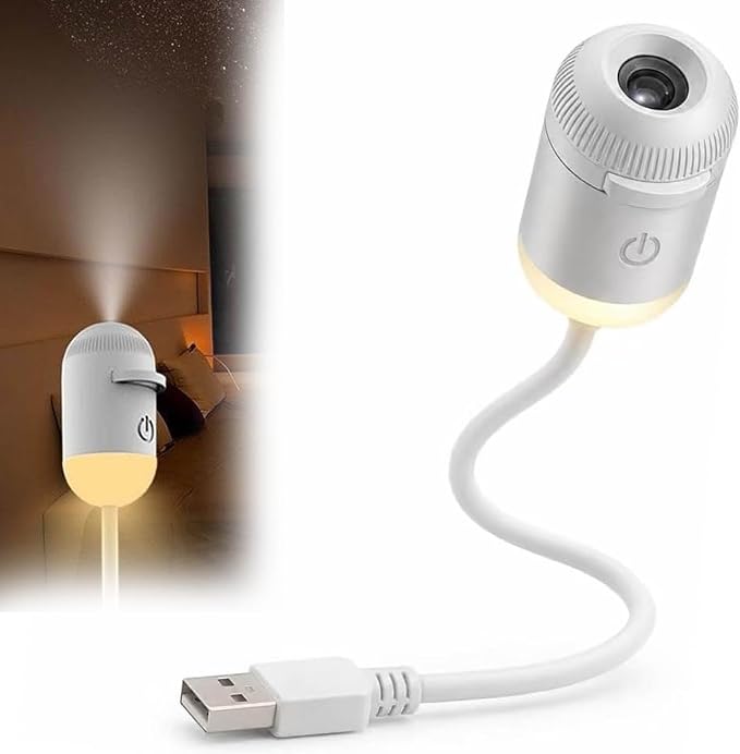 2-in-1 Galaxy Projector Night Light,USB Star Projector for Bedroom with Sliding Projection Films,Mini LED Night Light Projector Wall Lamp with Adjustable Brightness,360° Starry Sky Ceiling Decor Gift