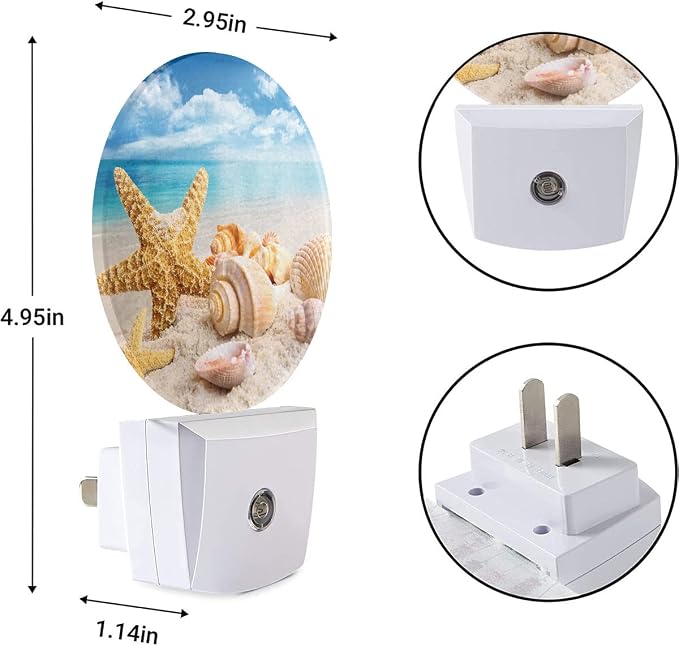 EKOBLA Beach Night Light, Starfish and Seashell Coastal Night Lights Plug Into Wall with Dusk to Dawn Sensor for Men Women