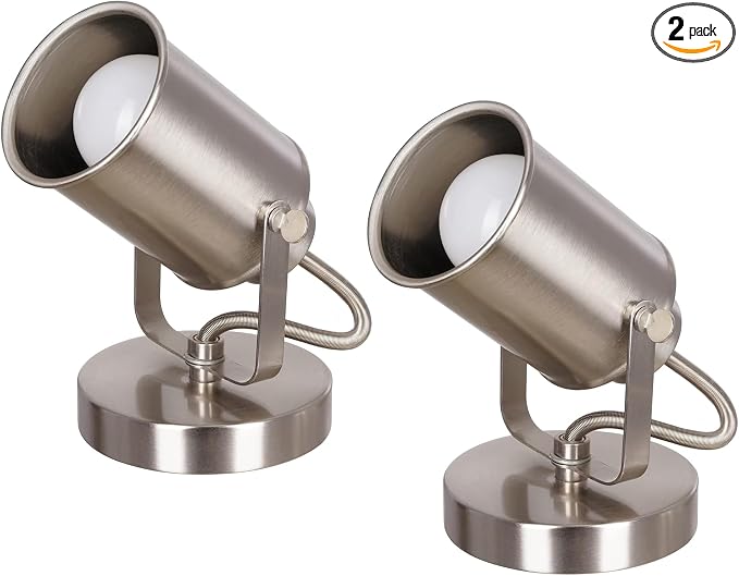 Catalina Lighting Modern Multipurpose Spotlight Desk or Wall Mount Accent Lamp, 6", Brushed Nickel, Set of 2