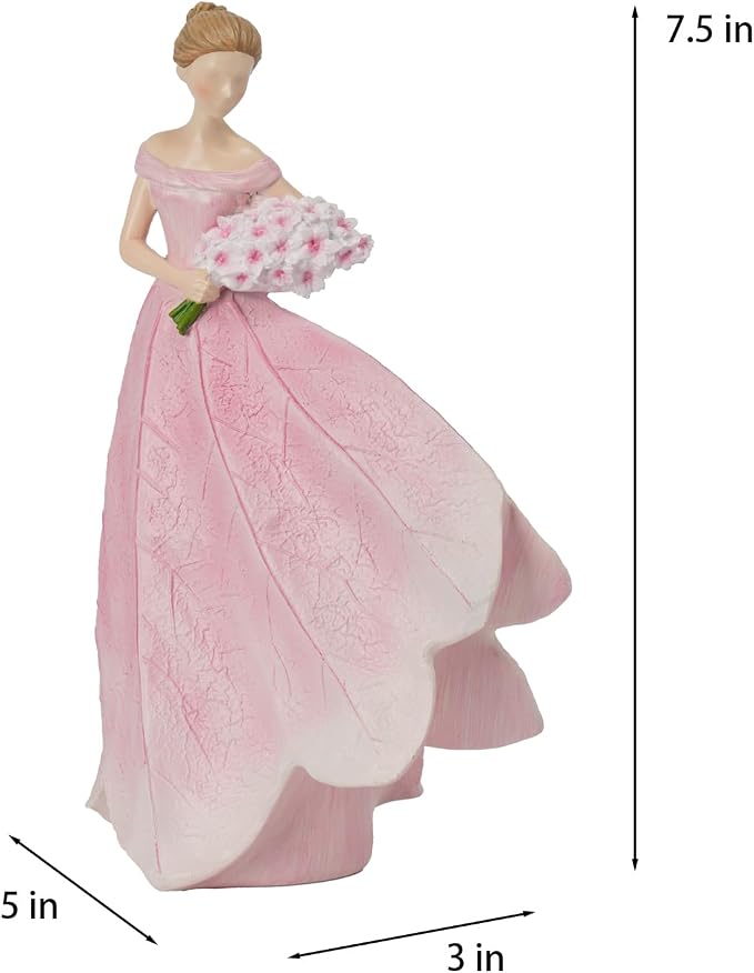 Guichifun Fairy Statue, Modern Table Decor, Pink, 5 x 3 x 7.5 Inch | Leaf Angel Girls, Resin, Living Room Office Sculpture, Indoor Rustic Figurines