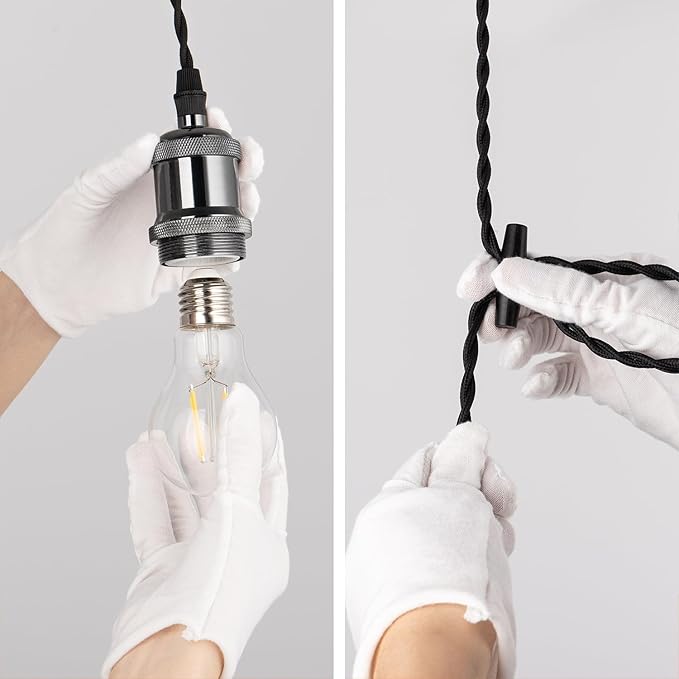 mirrea H Type Black Track Lighting Pendant with E26 Socket Cord Adjustable Pack of 3 (2 feet)