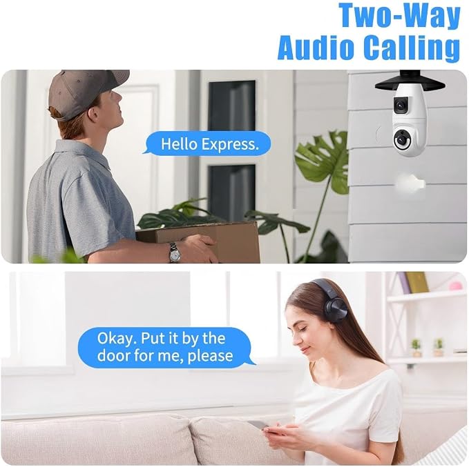 Ameyes Light Bulb Indoor Camera Wireless with Dual-Lens, 1080P Dog/Pet Cameras for Home Security, 2.4&5GHz WiFi Camera with Phone App, Color Night, Motion Detection, Compatible with Alexa