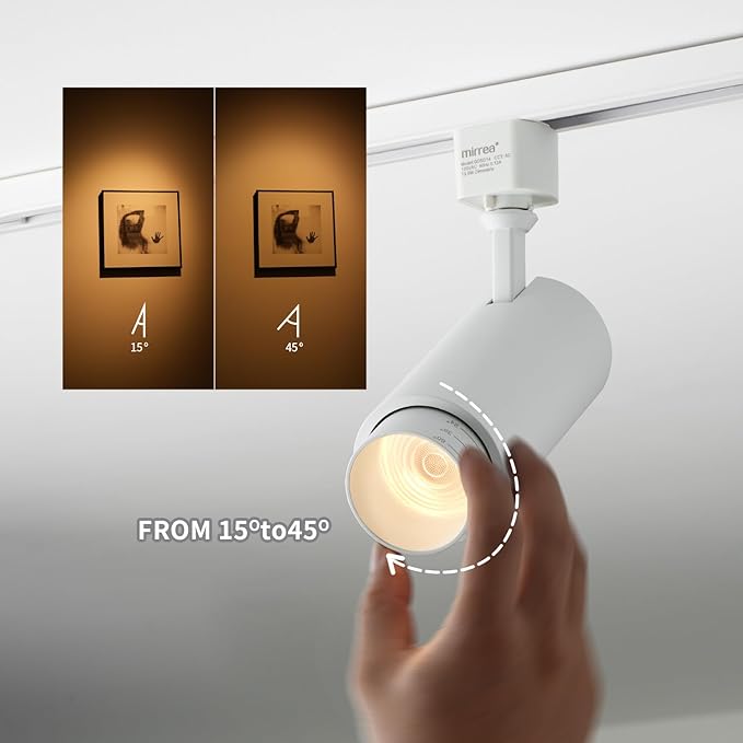 mirrea 5-Color Zoomable H-Type White Track Lighting Heads, 13.5W LED Track Light Head, 2700K-5000K Adjustable, Beam Angle 15°-45° Ceiling Spotlight Fixtures Pack of 6