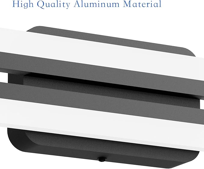 Ralbay 48" Matte Black Vanity Lights 48W Frosted Aluminum Modern LED Black Bathroom Vanity Light Fixtures Over Long Mirror LED Modern Bath Lighting 6000K White Light