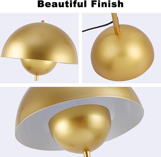 Mid-Century Modern Metal Bud Floor Lamp for Home and Office, Pearl Gold | Indirect lighting, fits narrow spaces,fit for bedroom, living room & office, match with modern, industrial, farmhouse decor