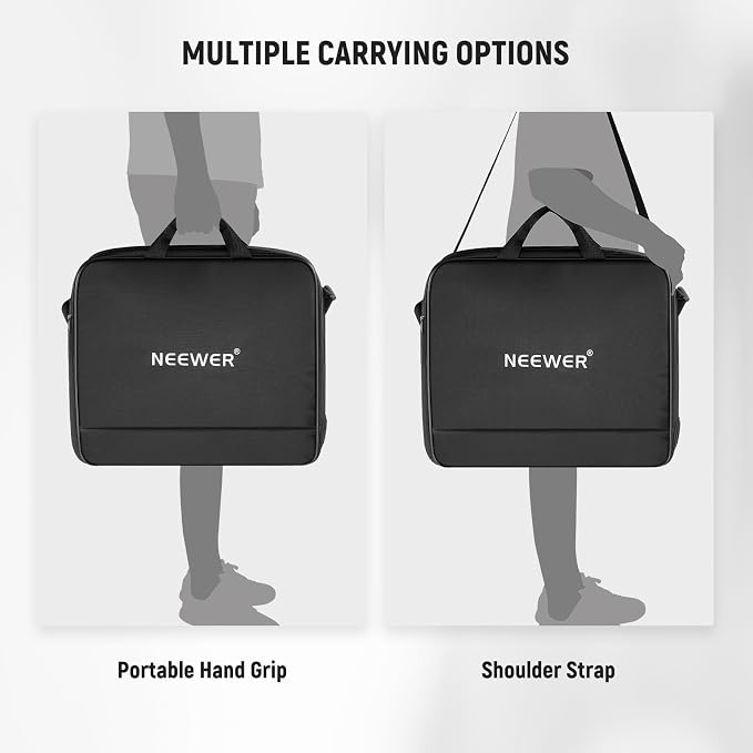 Neewer 12" Ring Light Carrying Bag for RH12B RH12C RH10B RH8B, 19.7"x16.5"/50x42cm Portable Protective Nylon Travel Case with Separate Section for Folded Light Stand Tripod Up to 19.7"/50cm, RU-011