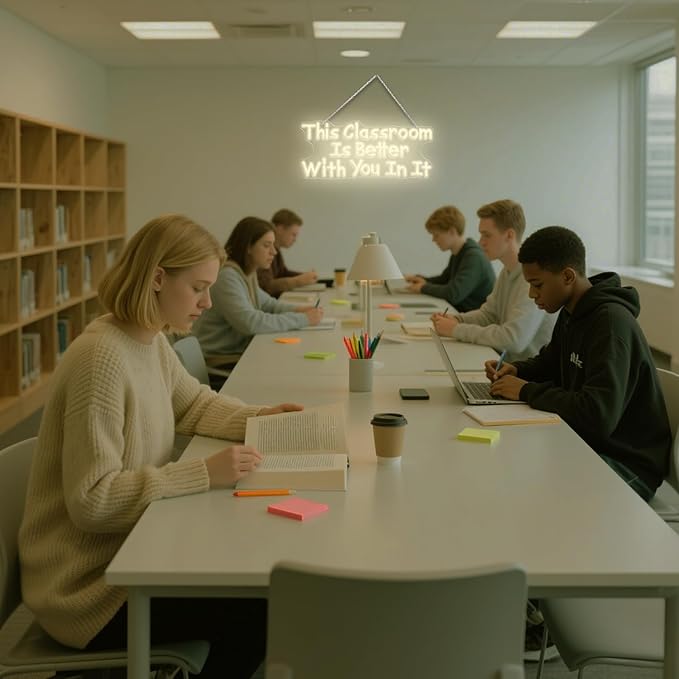 This Classroom Is Better With You In It Neon Signs, Dimmable Neon Light Library for Wall Decor Motivational Book Classroom LED Signs, Reading Corner Decor Christmas Gifts 16.14 x 7.09 Inch
