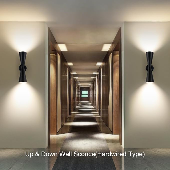 Wall Sconce Bathroom Sconces Lighting, 13 inch Black Modern Sconces Up Down Lights Wall Decor Indoor Wall Light Fixtures for Living Room Hallway Staircase Bedroom Hardwired
