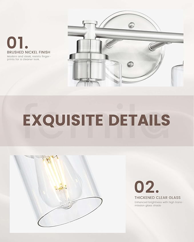FEMILA 32" Bathroom Vanity Light, Brushed Nickel Bathroom Lights Over Mirror, 5 Light Vanity Wall Light Fixtures, 4FYC56B-5W BN