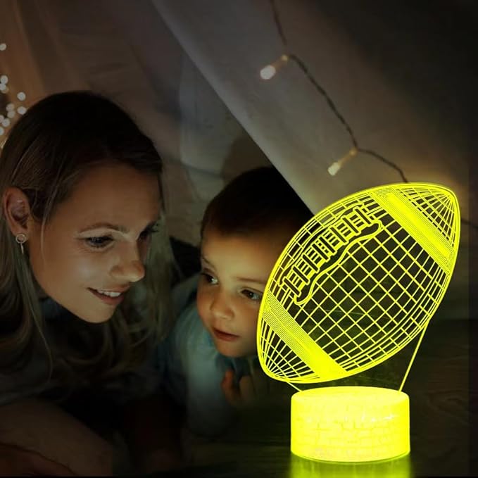 Football Night Light, Rugby Gifts for Boys Girls or Decor, Rugby 3D Illusion Lamp with 16 Colors Change Remote Control, Decorative Desk Lamp Christmas Creative Birthday Gift Ideal for Sport Fans