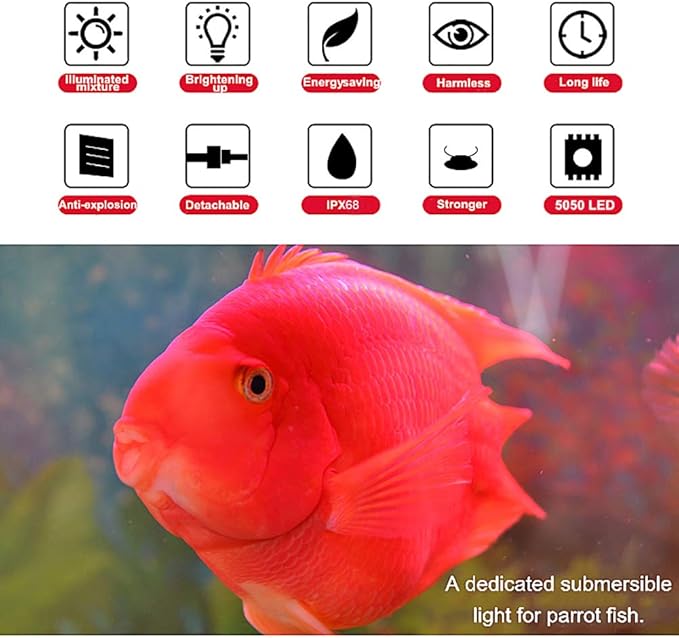 MQ 20 in Submersible LED Aquarium Light, 3.5W Color Changing Fish Tank Light with Remote Control, IP68 Crystal Glass 24 LEDs Lights Bar, for Fish Tank 25-30 inch