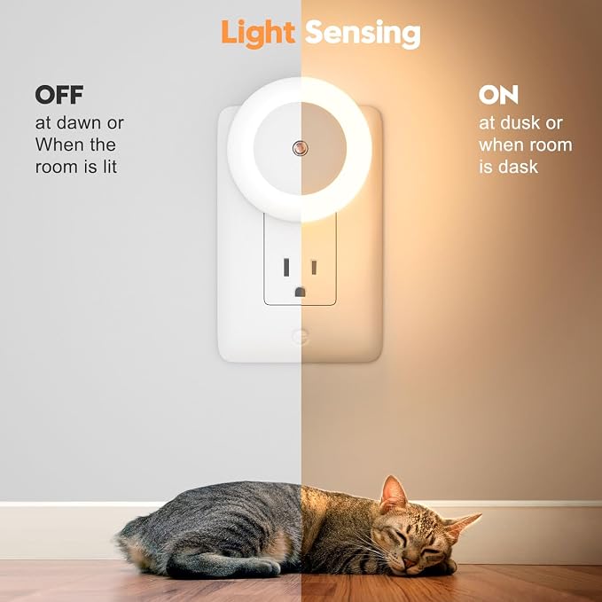 fesnne Night Light, Night Lights Plug into Wall, Dusk to Dawn Sensor Warm White Led Night Light 0.5W, 2 Pack Nightlight for Adults, Bedroom, Bathroom, Hallway, Kitchen
