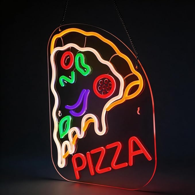 Pizza Neon Sign - Dimmable LED Light & Wall Decor for Restaurant, Shop, Truck & Party | Gift for Pizza Lovers, Men & Women (17x13")