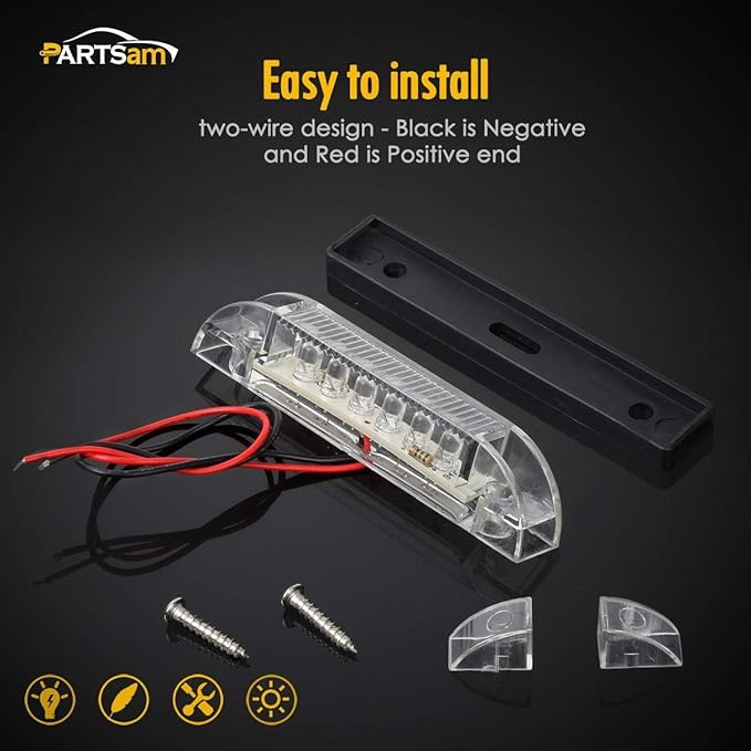 Partsam 4" Ultra-Thin-Line White 9 LED Utility Light Bar, Sealed Clear Lens Marine Boat Lights, Trailer Car RV Camper Car Pickup Dome Lighs, Marker Lights, Under Hood Lights