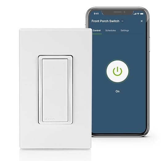 Leviton Decora Smart Switch, Wi-Fi, Works with Matter, Alexa, Google Assistant, Apple Home/Siri & Wired or Wirefree 3-Way, Neutral Wire Required, D315S-1RW, White