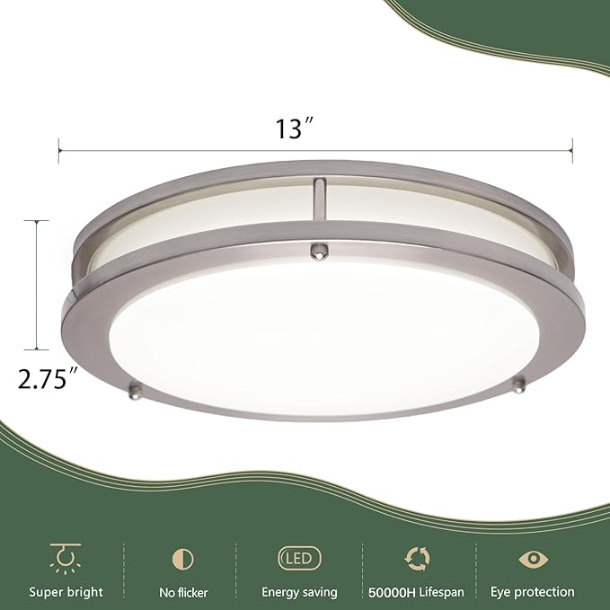 OOWOLF 4-Pack 13” LED Flush Mount Ceiling Light Fixture, 5CCT Adjustable 3000K/3500K/4000K/5000K/6000K Ceiling Lights, 36W Brightness Dimmable Lighting, ETL Listed, for Hallway Bathroom or Kitchen