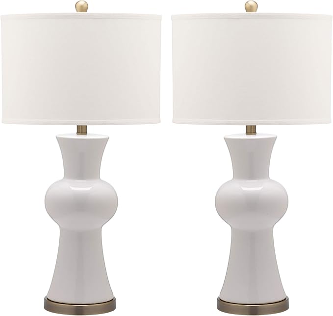 Safavieh Lighting Collection Lola Column White Table Lamp, Set of 2