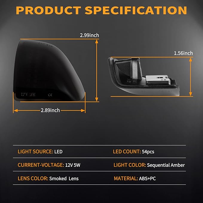 Gempro LED Sequential Side Mirror Turn Signal Light Compatible with 2010-2018 Dodge Ram 1500 2500 3500 4500 5500 Tow Mirror Lamp Replacement for 68302828AA 68302829AA 2PCS Smoked Len