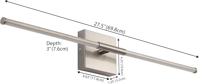 JONATHAN Y Makena 28" 1-Light LED Wall Sconce, Nickel | Dimmable, Modern, Integrated 12W, Hardwired, Sleek Metal, Ambient, Bathroom Mirror, Bedroom, Hallway, Vanity Mount