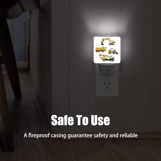 Cartoon Truck Machines Dusk to Dawn Night Light, Auto Sensor Lamp Home Indoor Stairway Kitchen Corridor, Night Lights Plug into Wall Decor, Boys Girls Women Men Room Gifts