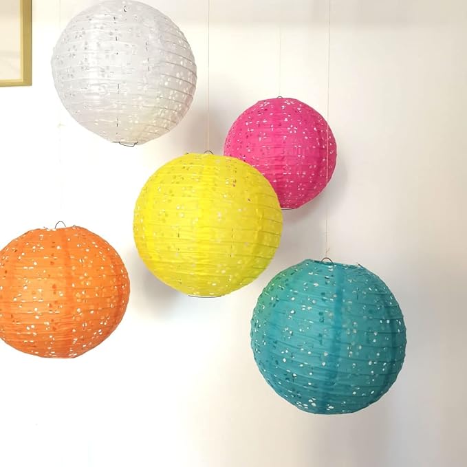 12Pack Paper Lanterns Chinese Japanese Hanging Paper Lanterns with LED Lights Sticks Tassels 8Inch Round for Chinese Lunar New Year Decorations 2026 Spring Festival Valentines Wedding Party Decor