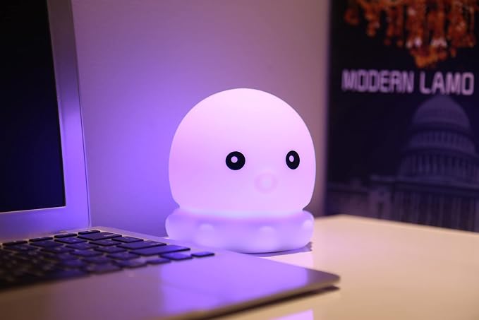 Cute Kids Night Light Night Lamp Night Lights for Kids Bedroom Toddler Baby Portable Silicone Battery Led Nightlight Nursery(Cute Octopus)