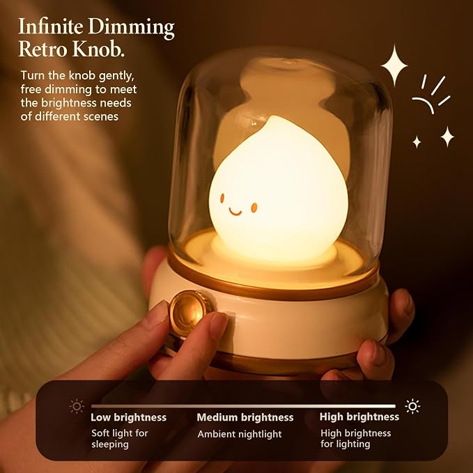 Campfire Chibi Flame Night Light, Retro Amber Lamp with Dimming Feature for Camping, Smoko Light, Gift, Party, Room Decor(Retro Flame Lamp)