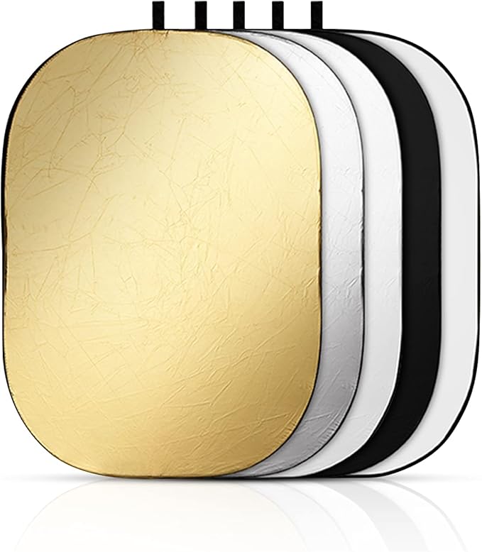 Godox 59″x79″/150x200cm Collapsible Photography Light Reflector, 5-in-1 Oval Multi Disc Diffuser with Carrying Bag - Gold, Silver, Black, White, Translucent for Video Studio Outdoor Lighting
