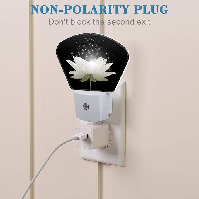 Magic White Lotus Flower Night Light for Kids Girls Boys, Lotus Flower LED Night Light Plug into Wall with Dusk to Dawn Sensor for Room, Hallway, Kitchen, Bathroom, Stairs Decor