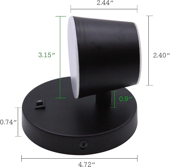 12V LED Bedside Reading Light with Switch, 350 Rotatable 12Volts Vanity Wall Sconce, Black Finished, RV Interior Lights for Camper Trailer, Boat