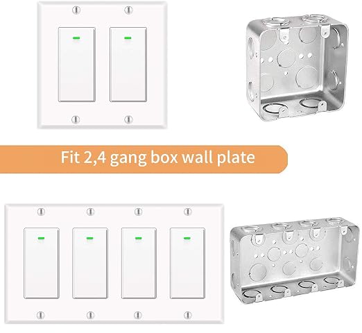 Smart Light Switch, Compatible with Alexa, Google Assistant, IFTTT, WiFi Light, Neutral Wire Required, Schedule Setting APP Remote Control, ETL, No Hub Required (2 Gang Smart Switch)