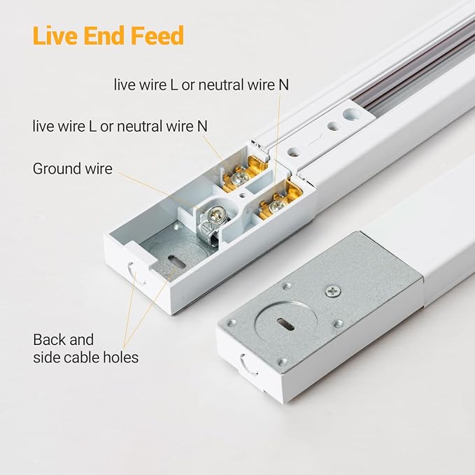 VANoopee 5-Color 8-Light LED Track Lighting Kit with Track Rails, White | 6.6FT H Type Track Lighting Rail, Dimmable Heads, Modern Kitchen Track Lighting Fixtures Ceiling Spotlight, CRI90+ 10W 800lm