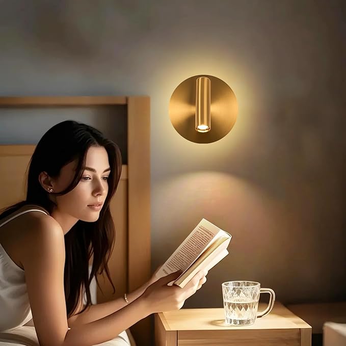 ZEROUNO Wall Mount Reading Light for Bedroom, Backlight Night Wall Lamp, Hardwired Sconce with Switch,LED Wall Lighting for Bedroom Bedside Lamps (Antique Bronze)