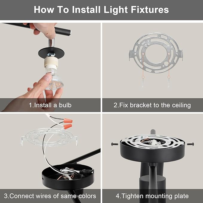 4-Light Track Lighting Fixtures Ceiling, GU10 Black Led Ceiling Spotlight, Modern Track Light Kit for Kitchen Hallway Living Room