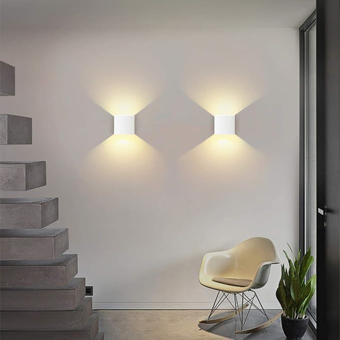 Lightess Modern Wall Sconce Dimmable 10W Hardwired, Up Down Wall Mount Lights Indoor Mini Metal LED Wall Lamp for Living Room Bedroom Hallway Decor, Warm White, O1181TP