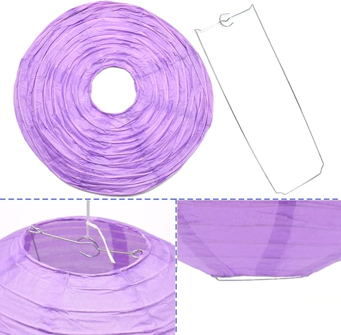 3pcs Paper Lanterns Decorative Round Chinese Paper Lanterns for Birthday Halloween Wedding Baby Bridal Shower Home Decor Party Decoration (12in/ Purple)