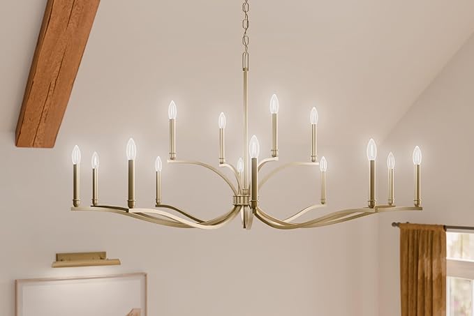Kichler Malene 14-Light 2-Tier Chandelier, Updated Traditional Light in Champagne Bronze, Sloped Ceiling Compatible, for Foyer, Dining Room or Living Room (27.25" x 52.75"), 52698CPZ